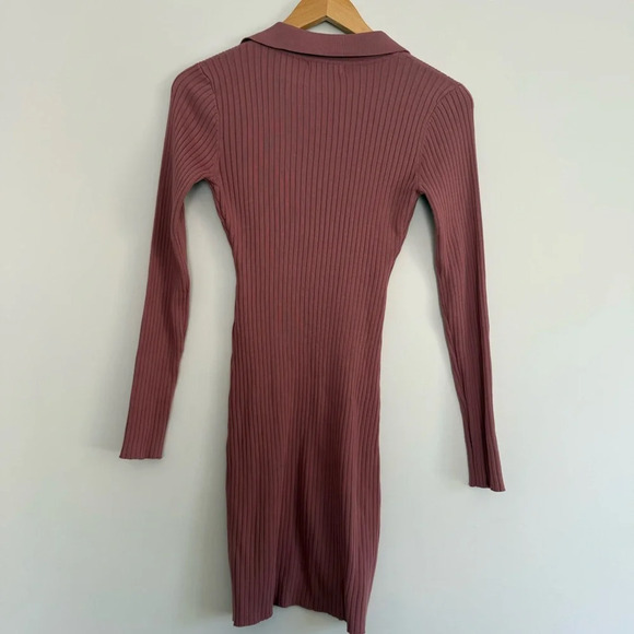 Love Tree Muave Ribbed Collared Sleeve Dress Size: Small - Picture 3 of 4